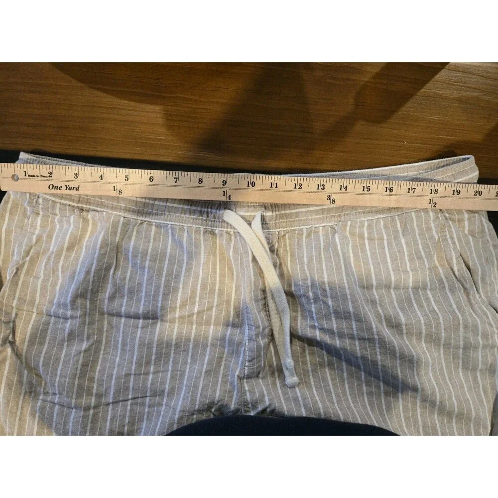 Banana Republic linen-blend drawstring deck shorts neutral tan/ white Men's XXL